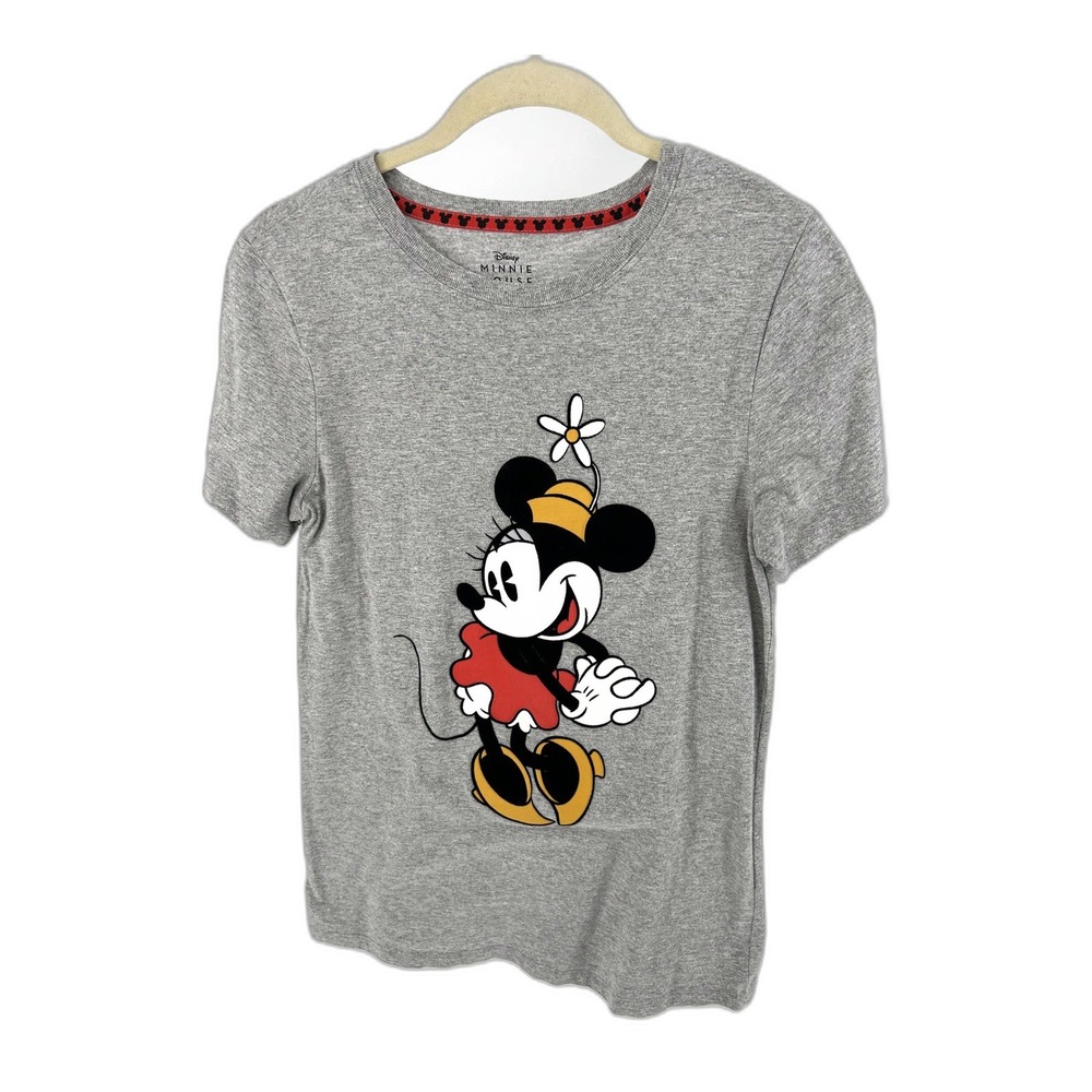 Disney Minnie Mouse Graphic Tee Womens M Gray Short Sleeve Licensed T-Shirt